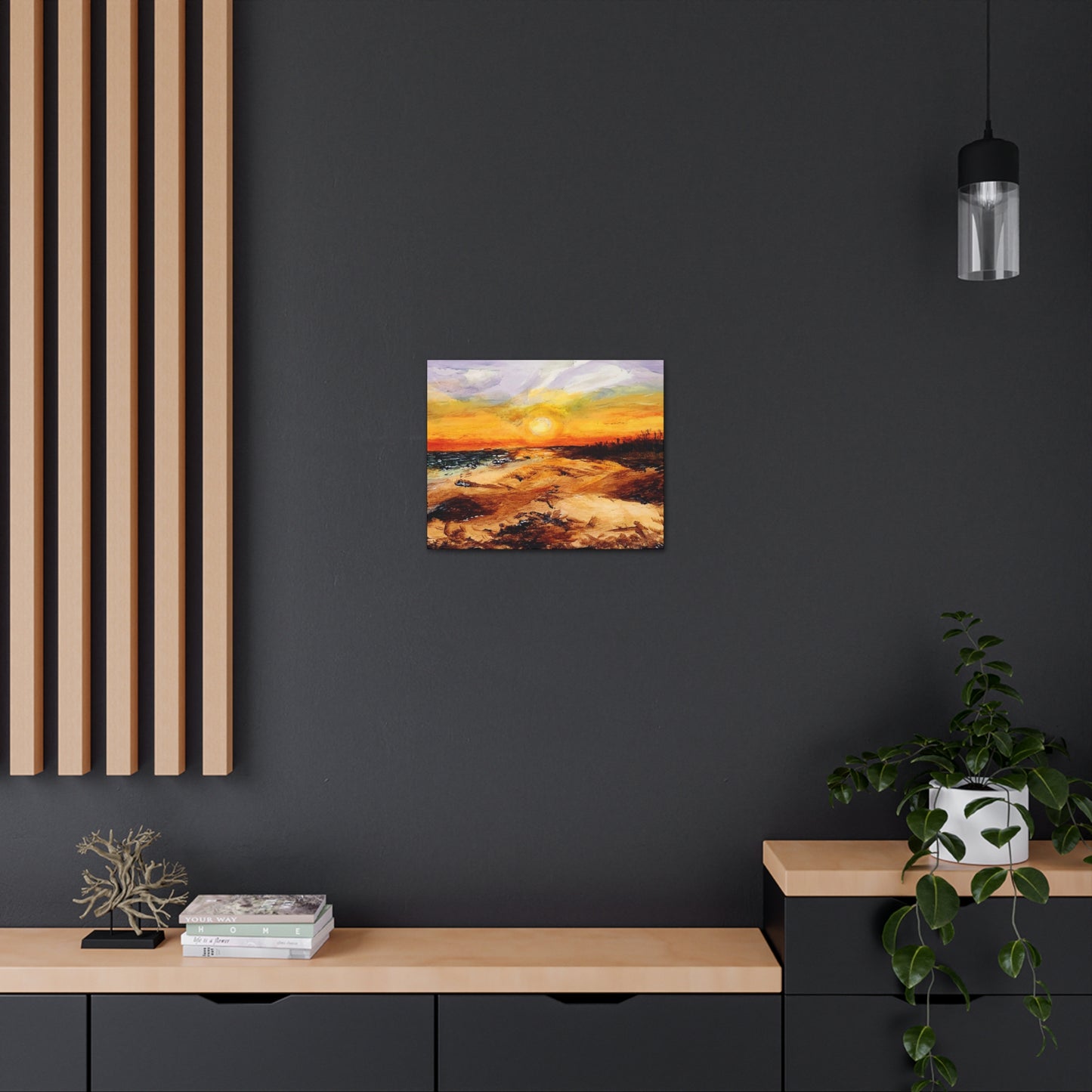 Sunset Oil Painting Print on a Beautiful Evening Setting - Canvas Gallery Wraps