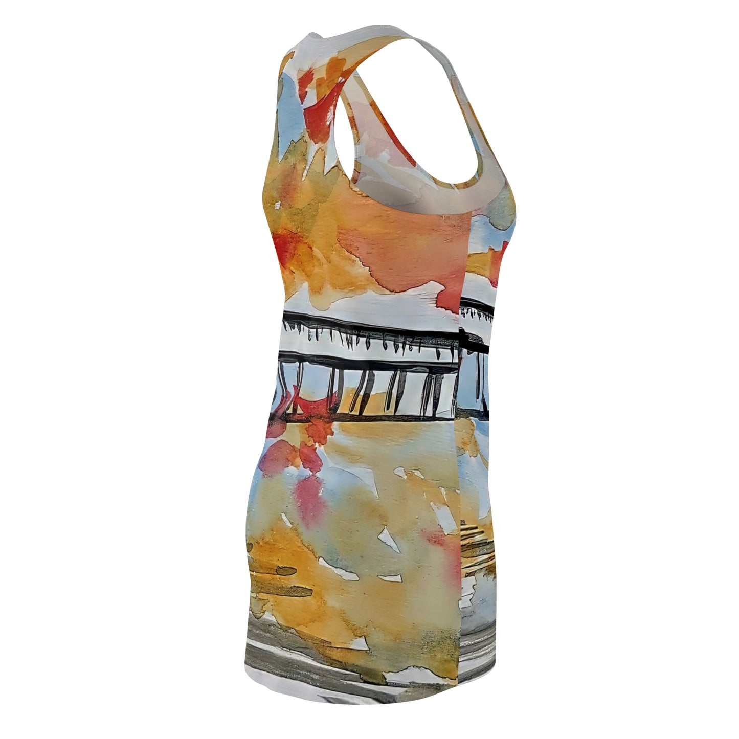 Racerback Dress Scintillating Red Orange Beige Black Modern Vibe Happy Colorful Vibes