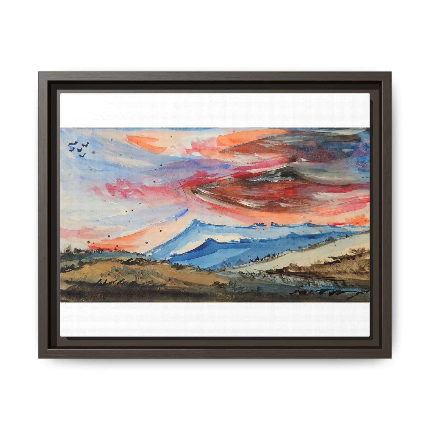 Epic Sky Mountain Scene Watercolor Painting | Wall art print- Canvas Print