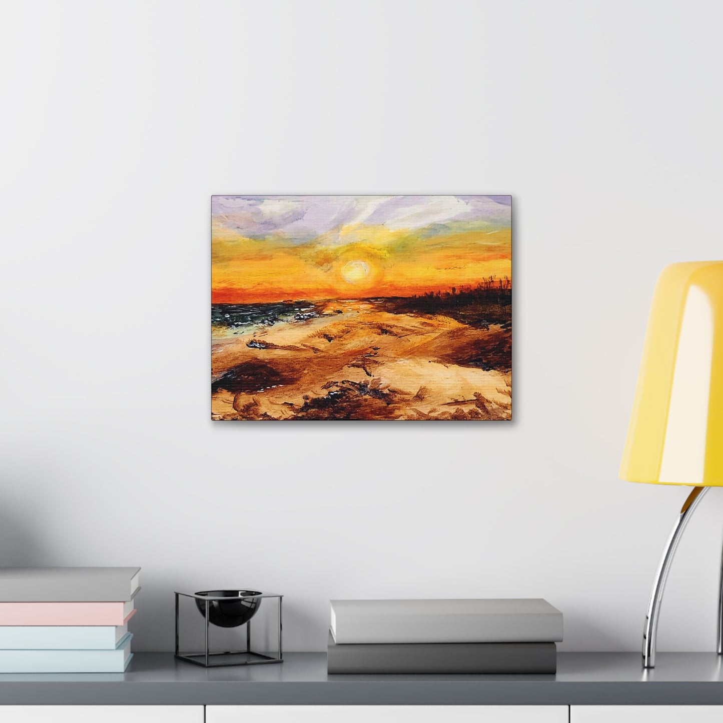 Sunset Oil Painting Print on a Beautiful Evening Setting - Canvas Gallery Wraps