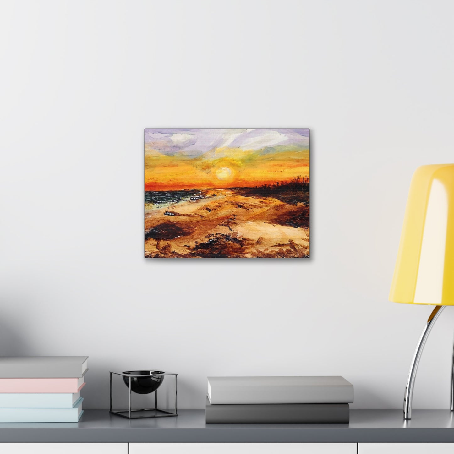 Sunset Oil Painting Print on a Beautiful Evening Setting - Canvas Gallery Wraps