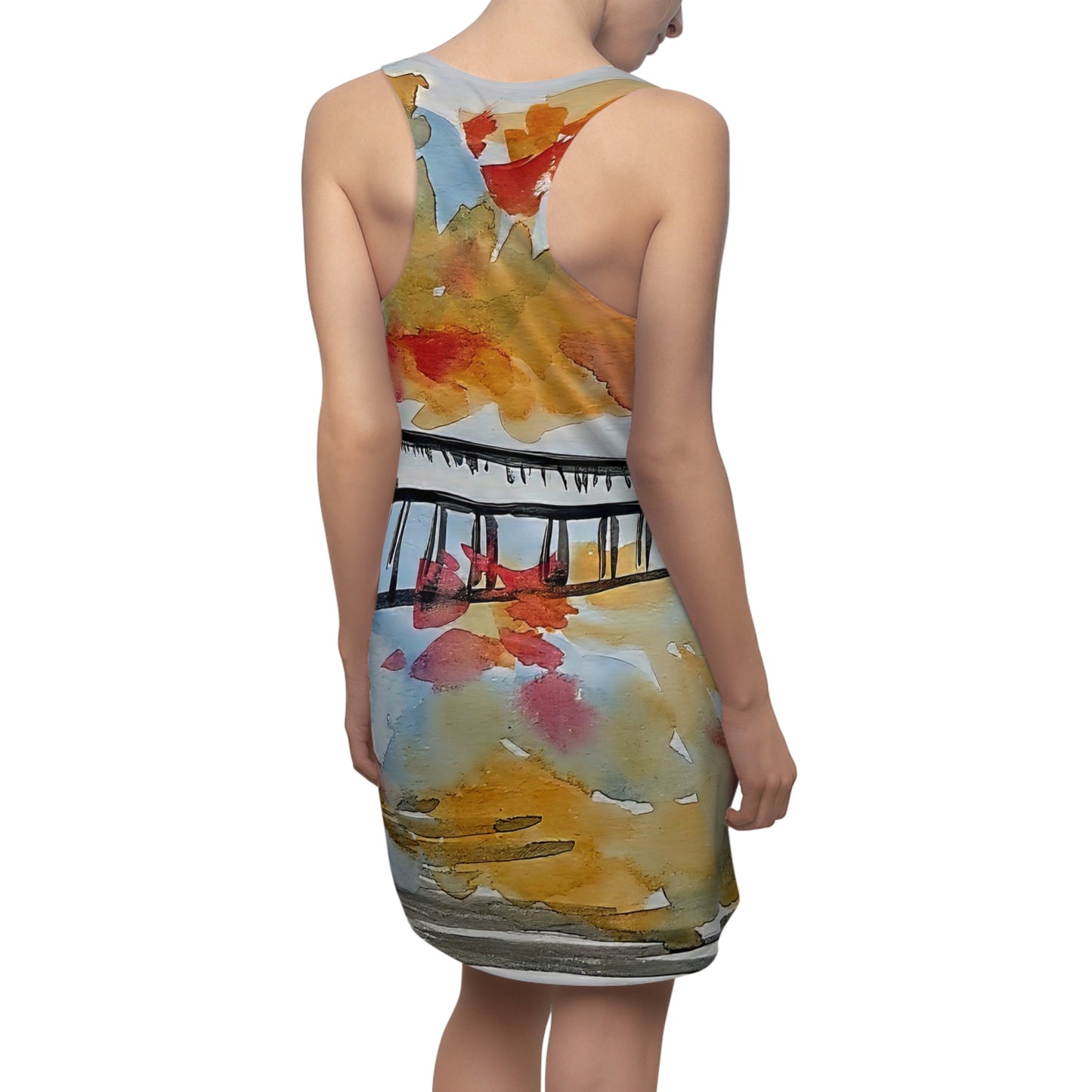 Racerback Dress Scintillating Red Orange Beige Black Modern Vibe Happy Colorful Vibes