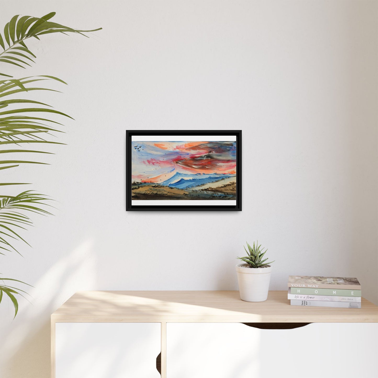 Epic Sky Mountain Scene Watercolor Painting | Wall art print- Canvas Print