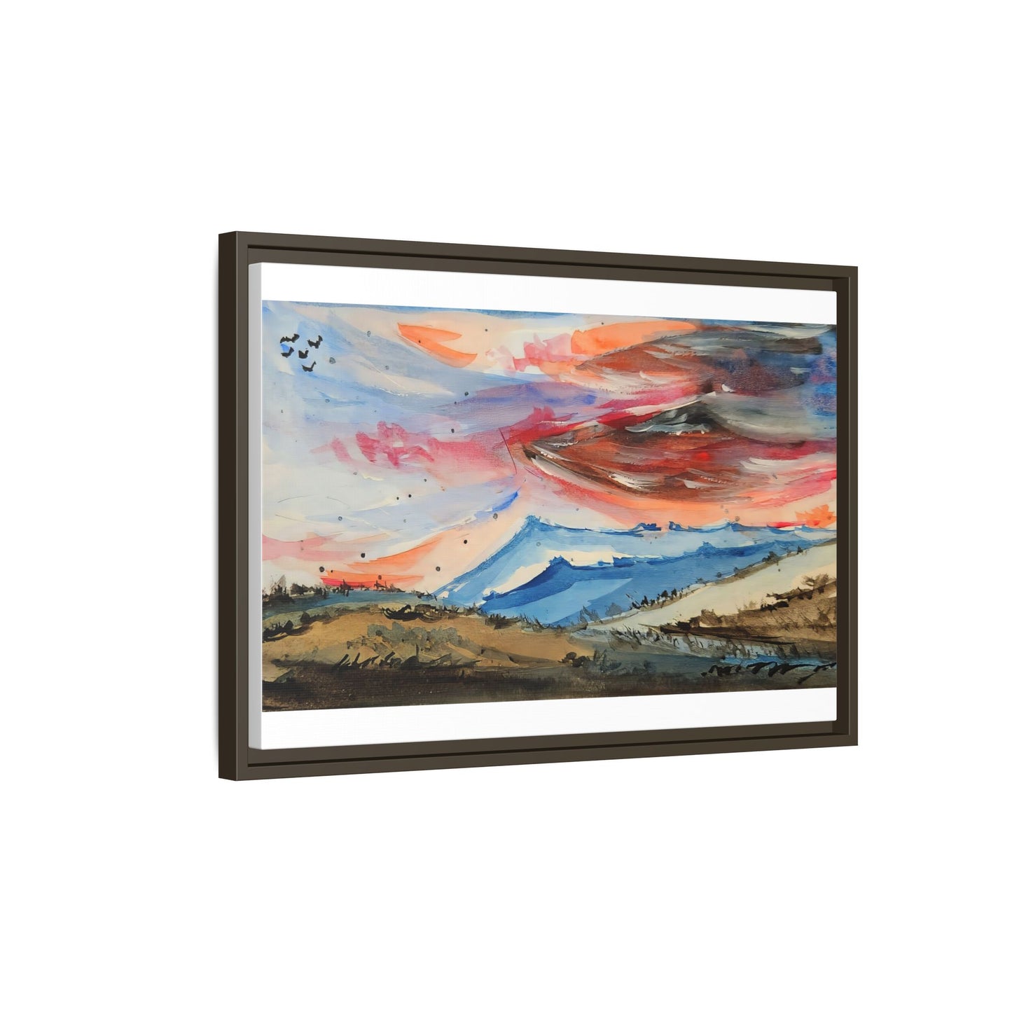Epic Sky Mountain Scene Watercolor Painting | Wall art print- Canvas Print