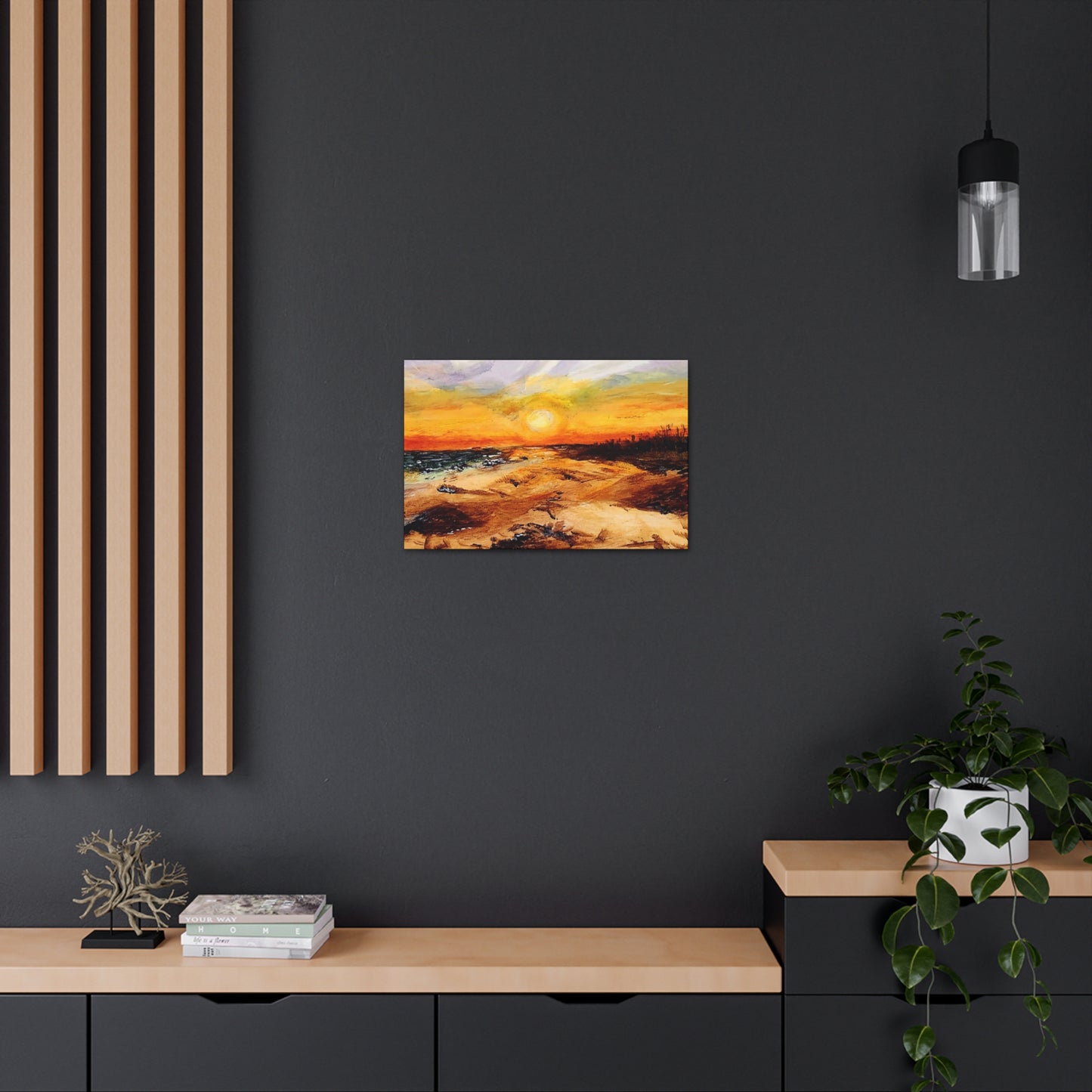 Sunset Oil Painting Print on a Beautiful Evening Setting - Canvas Gallery Wraps