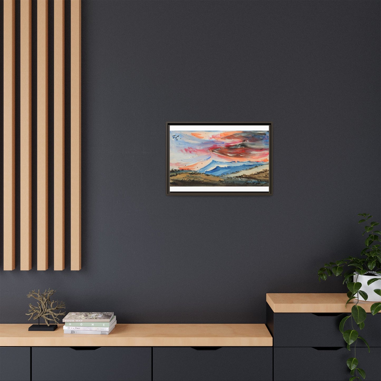 Epic Sky Mountain Scene Watercolor Painting | Wall art print- Canvas Print