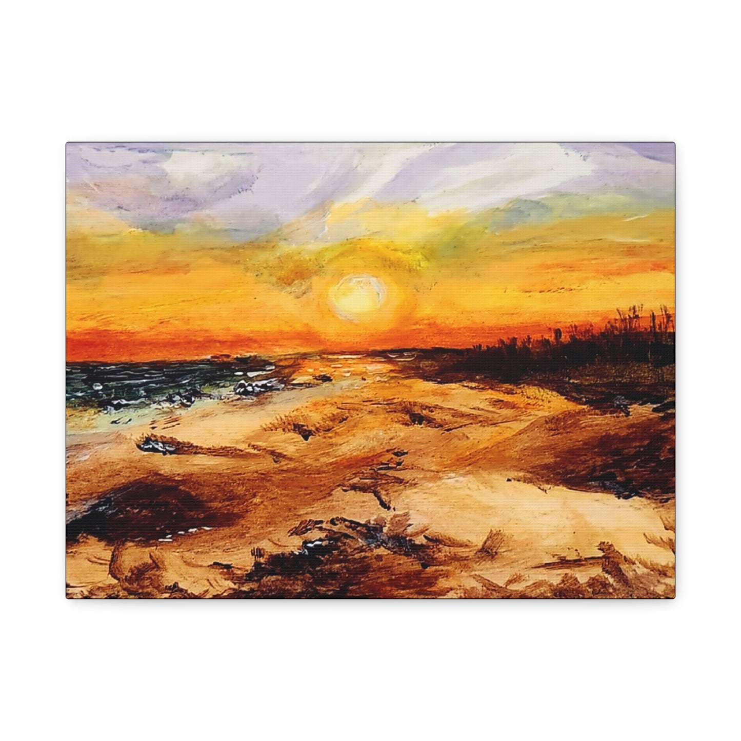 Sunset Oil Painting Print on a Beautiful Evening Setting - Canvas Gallery Wraps