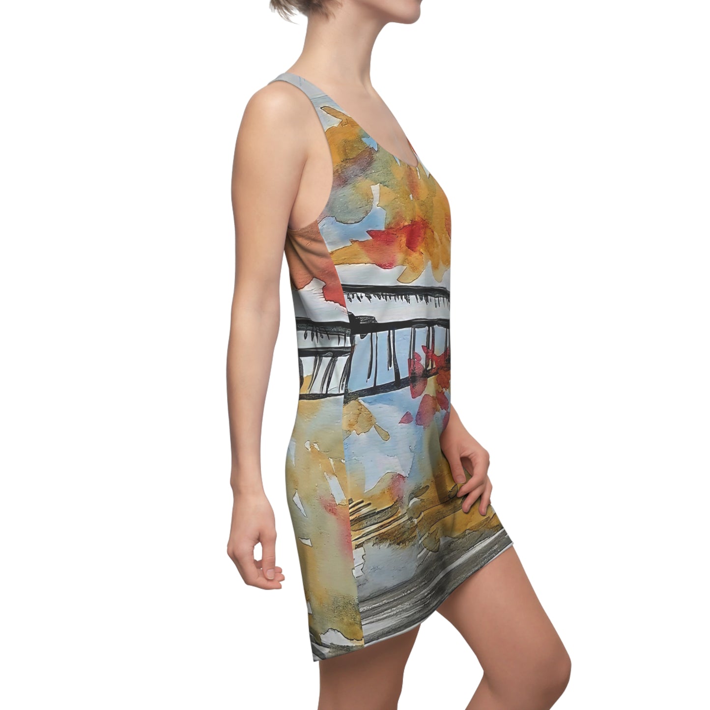 Racerback Dress Scintillating Red Orange Beige Black Modern Vibe Happy Colorful Vibes