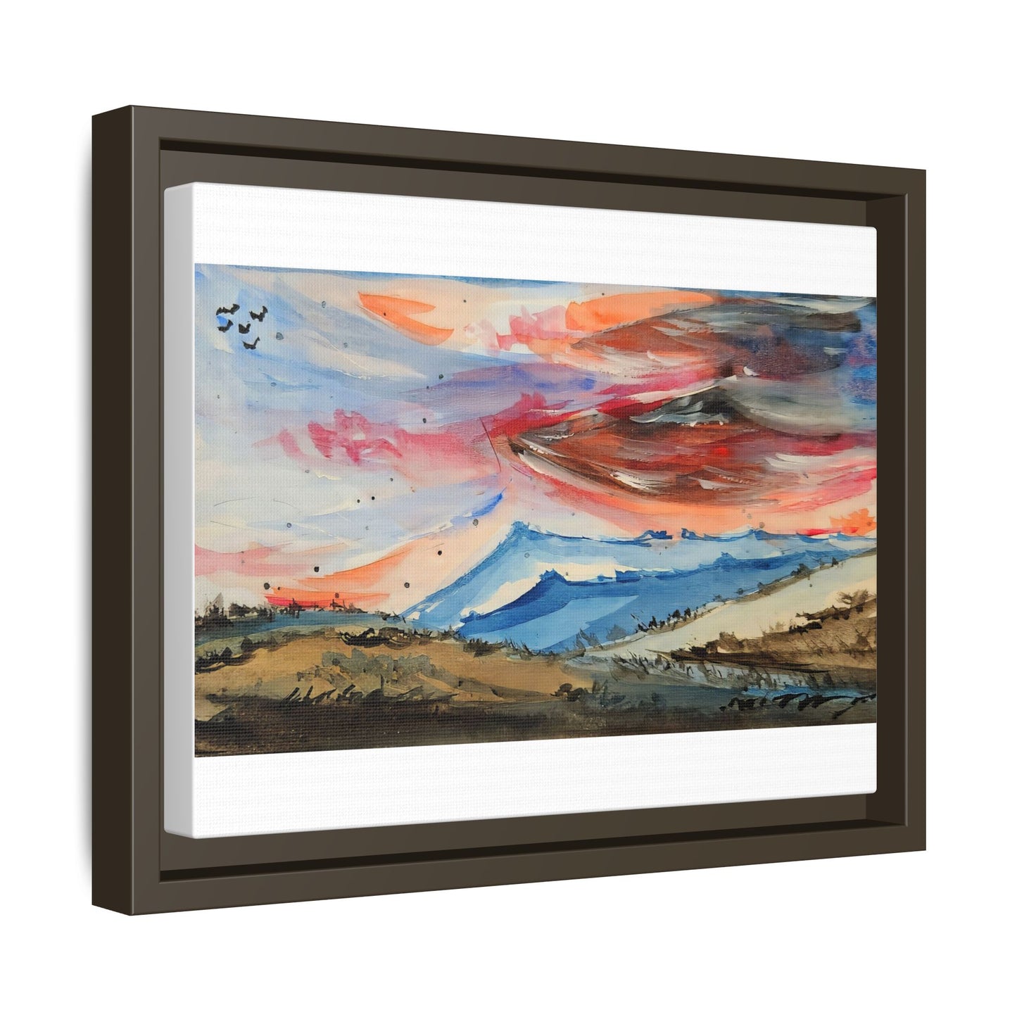 Epic Sky Mountain Scene Watercolor Painting | Wall art print- Canvas Print