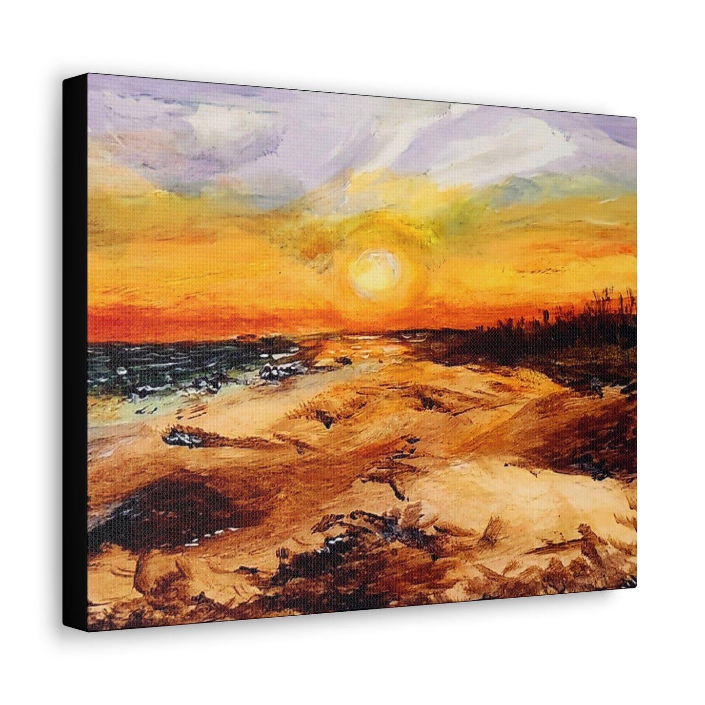 Sunset Oil Painting Print on a Beautiful Evening Setting - Canvas Gallery Wraps