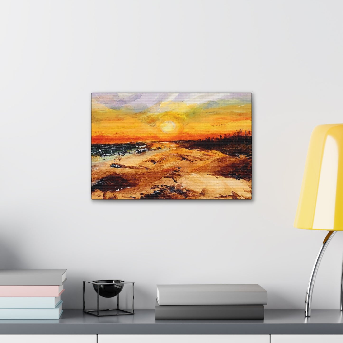 Sunset Oil Painting Print on a Beautiful Evening Setting - Canvas Gallery Wraps