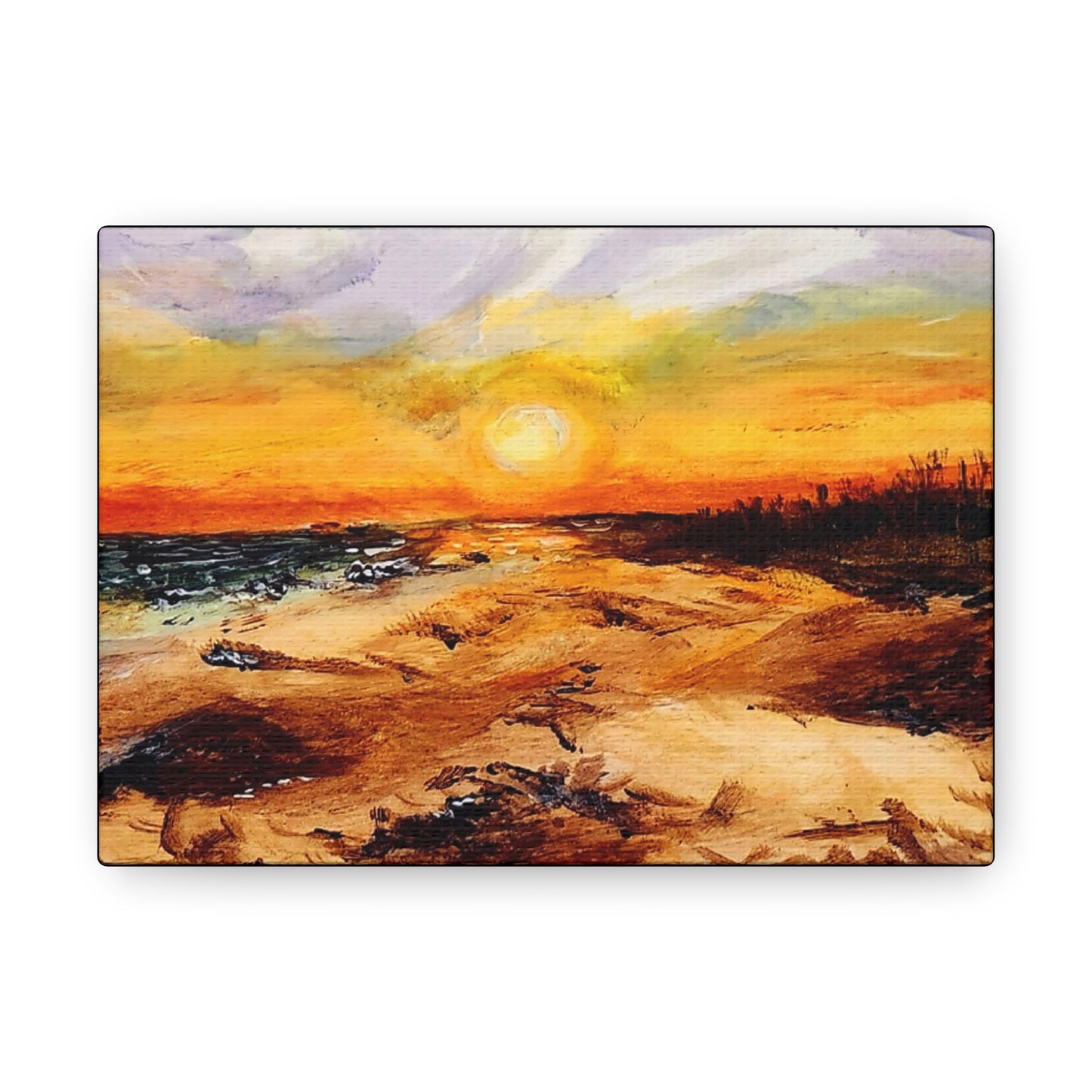 Sunset Oil Painting Print on a Beautiful Evening Setting - Canvas Gallery Wraps