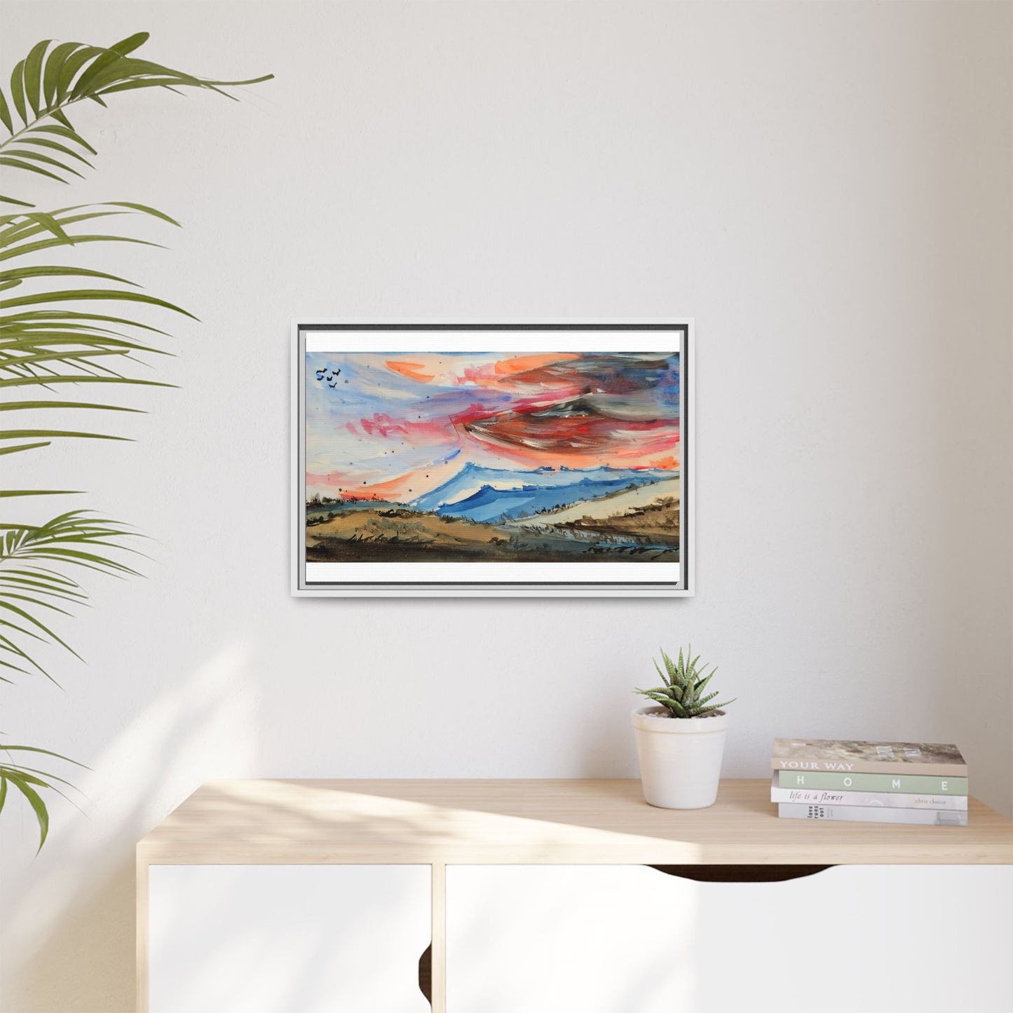 Epic Sky Mountain Scene Watercolor Painting | Wall art print- Canvas Print