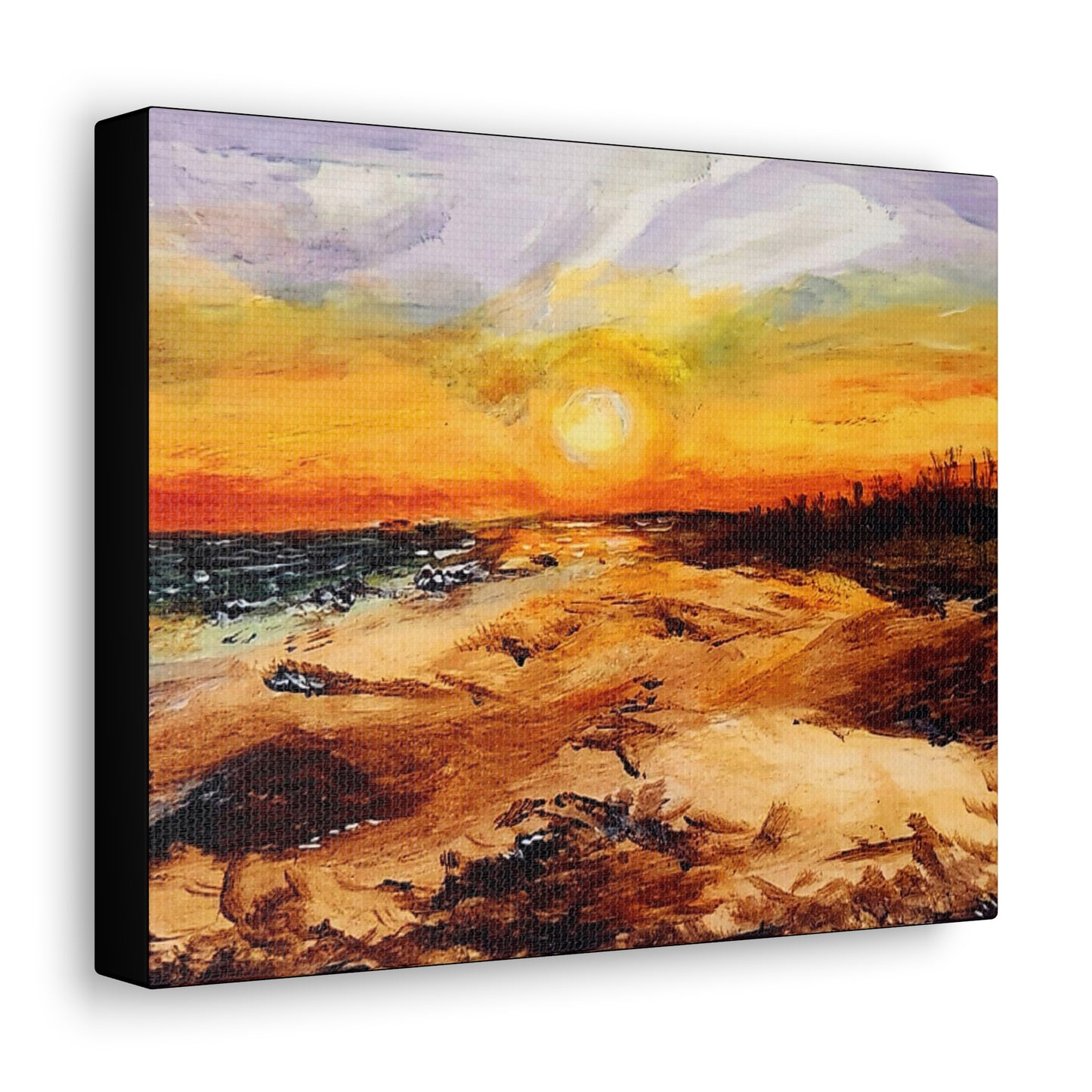 Sunset Oil Painting Print on a Beautiful Evening Setting - Canvas Gallery Wraps