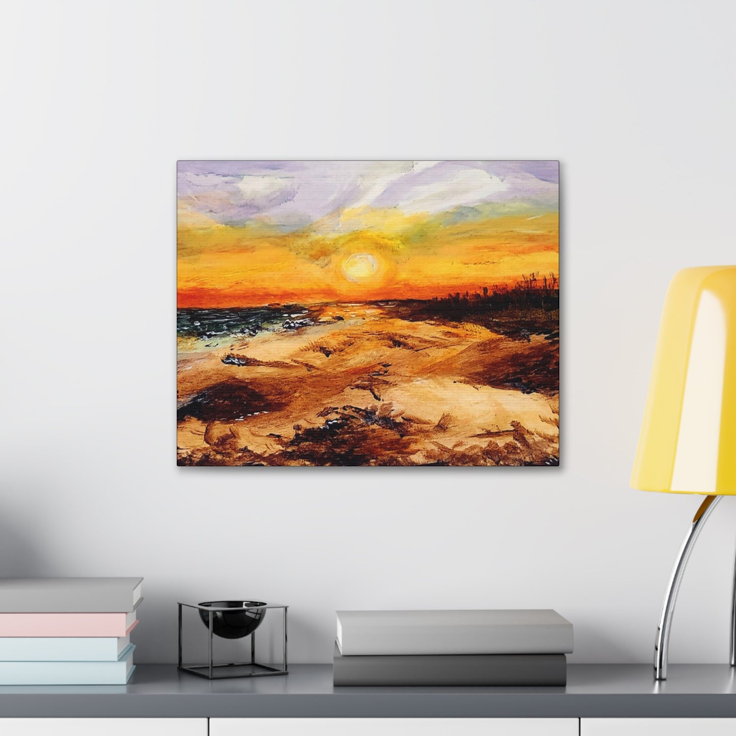 Sunset Oil Painting Print on a Beautiful Evening Setting - Canvas Gallery Wraps