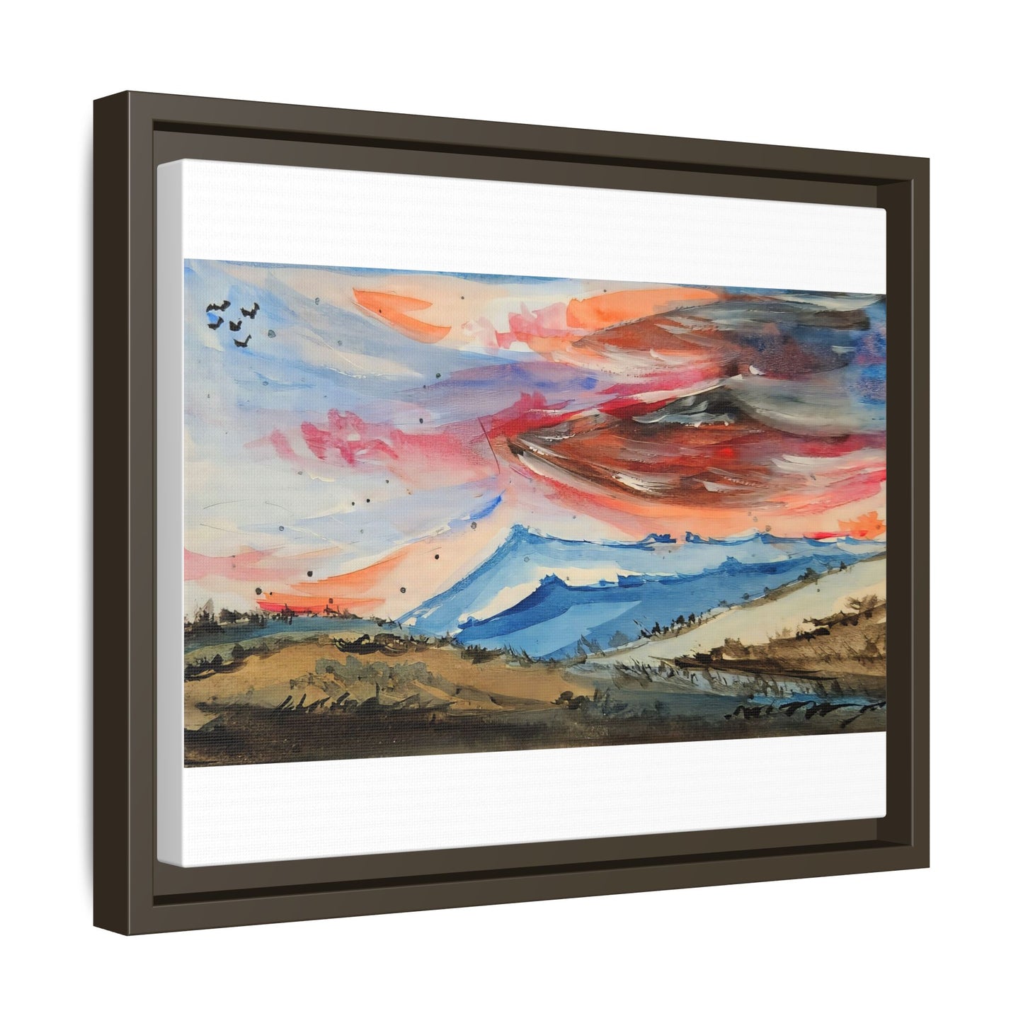 Epic Sky Mountain Scene Watercolor Painting | Wall art print- Canvas Print