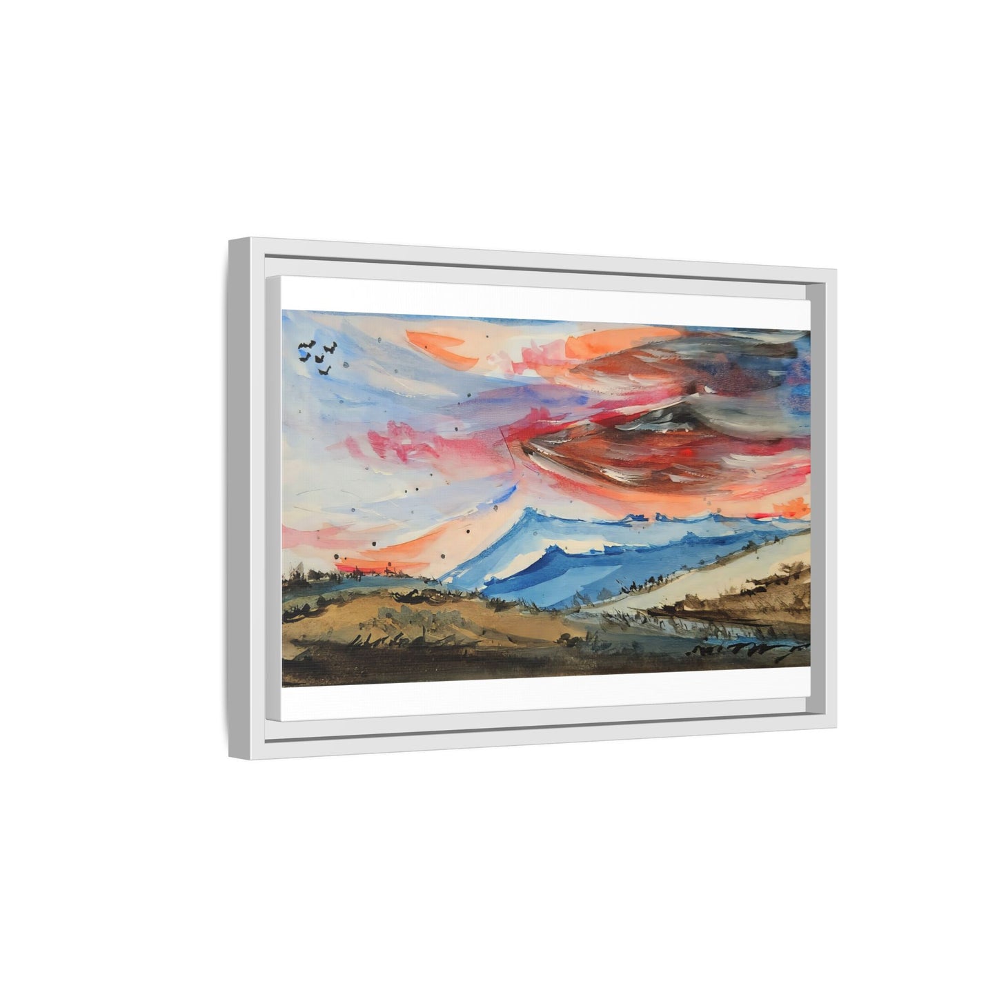 Epic Sky Mountain Scene Watercolor Painting | Wall art print- Canvas Print