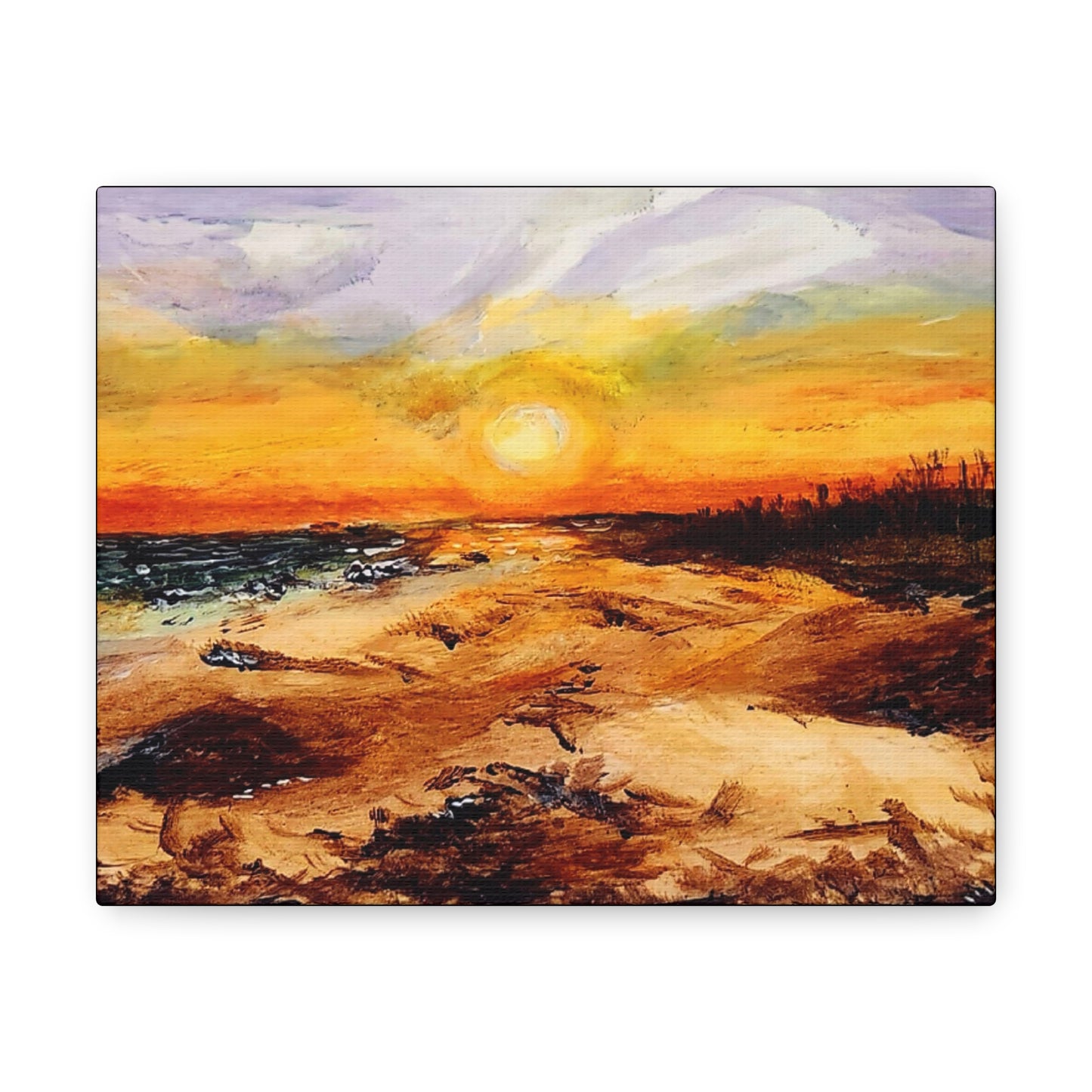 Sunset Oil Painting Print on a Beautiful Evening Setting - Canvas Gallery Wraps
