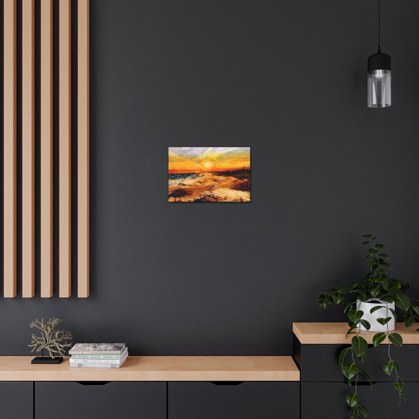 Sunset Oil Painting Print on a Beautiful Evening Setting - Canvas Gallery Wraps