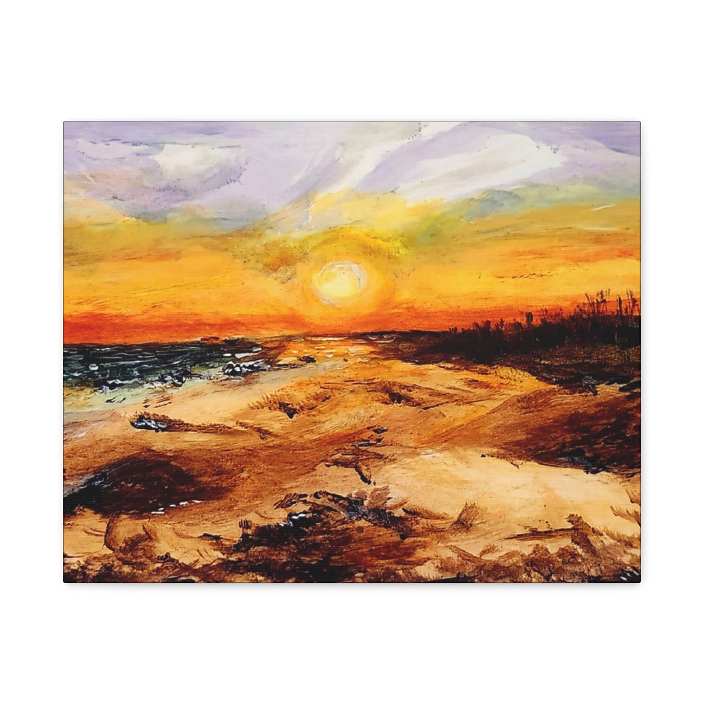 Sunset Oil Painting Print on a Beautiful Evening Setting - Canvas Gallery Wraps