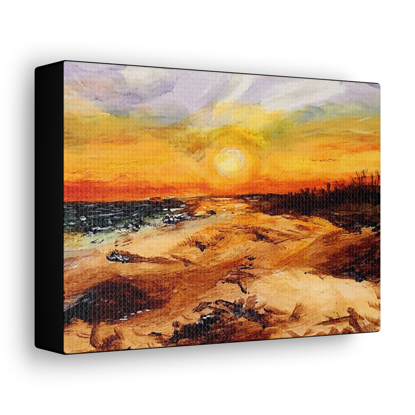 Sunset Oil Painting Print on a Beautiful Evening Setting - Canvas Gallery Wraps