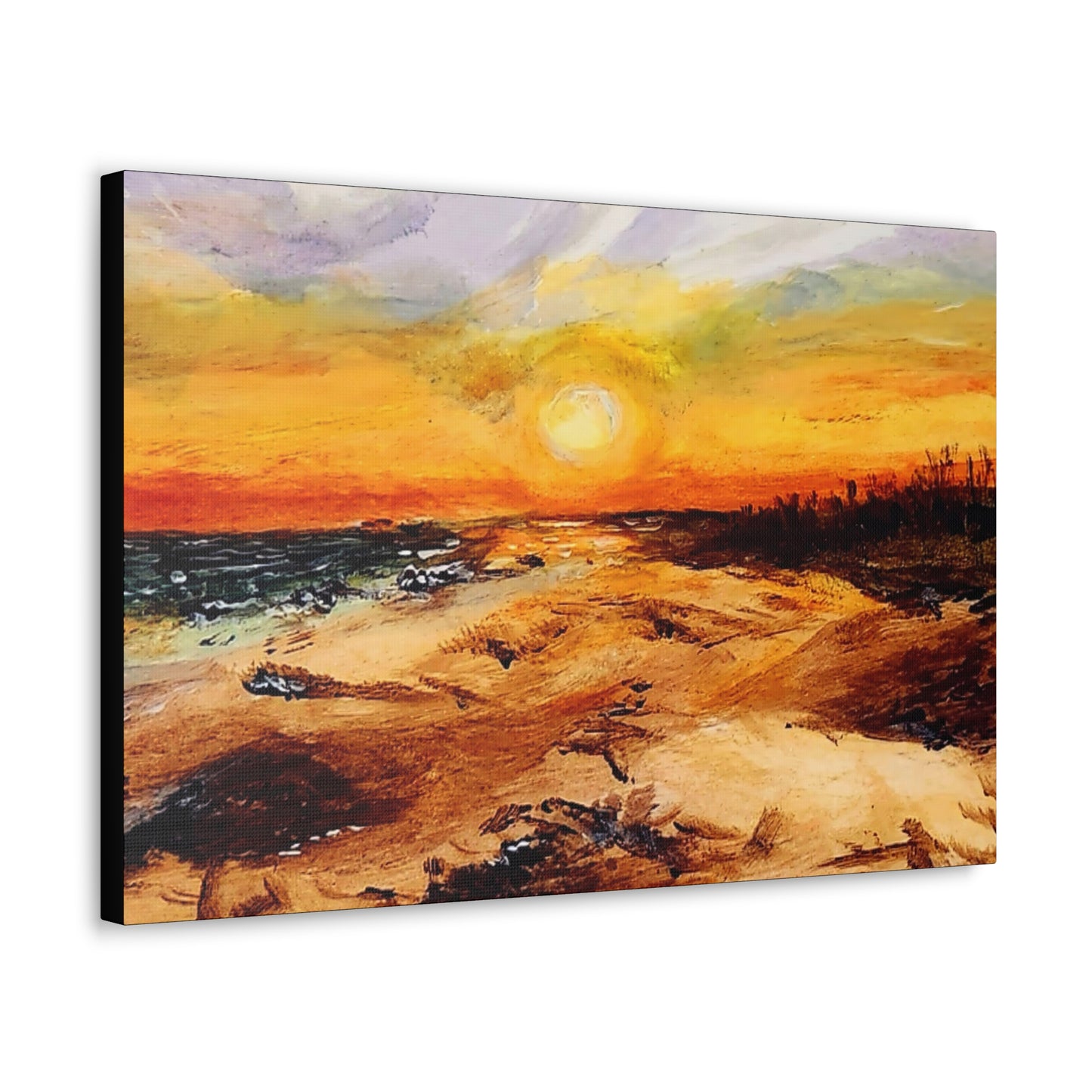 Sunset Oil Painting Print on a Beautiful Evening Setting - Canvas Gallery Wraps