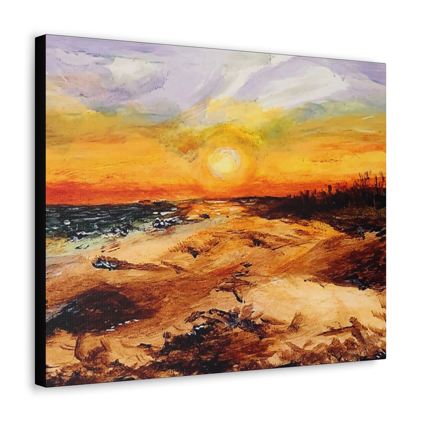 Sunset Oil Painting Print on a Beautiful Evening Setting - Canvas Gallery Wraps