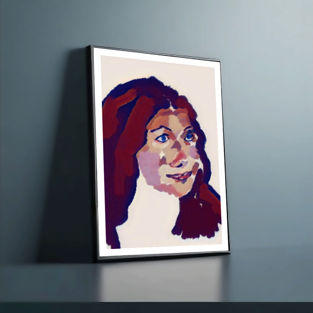 Vibrant Woman Portrait Framed Poster – Radiant Smile Artwork for Living Spaces