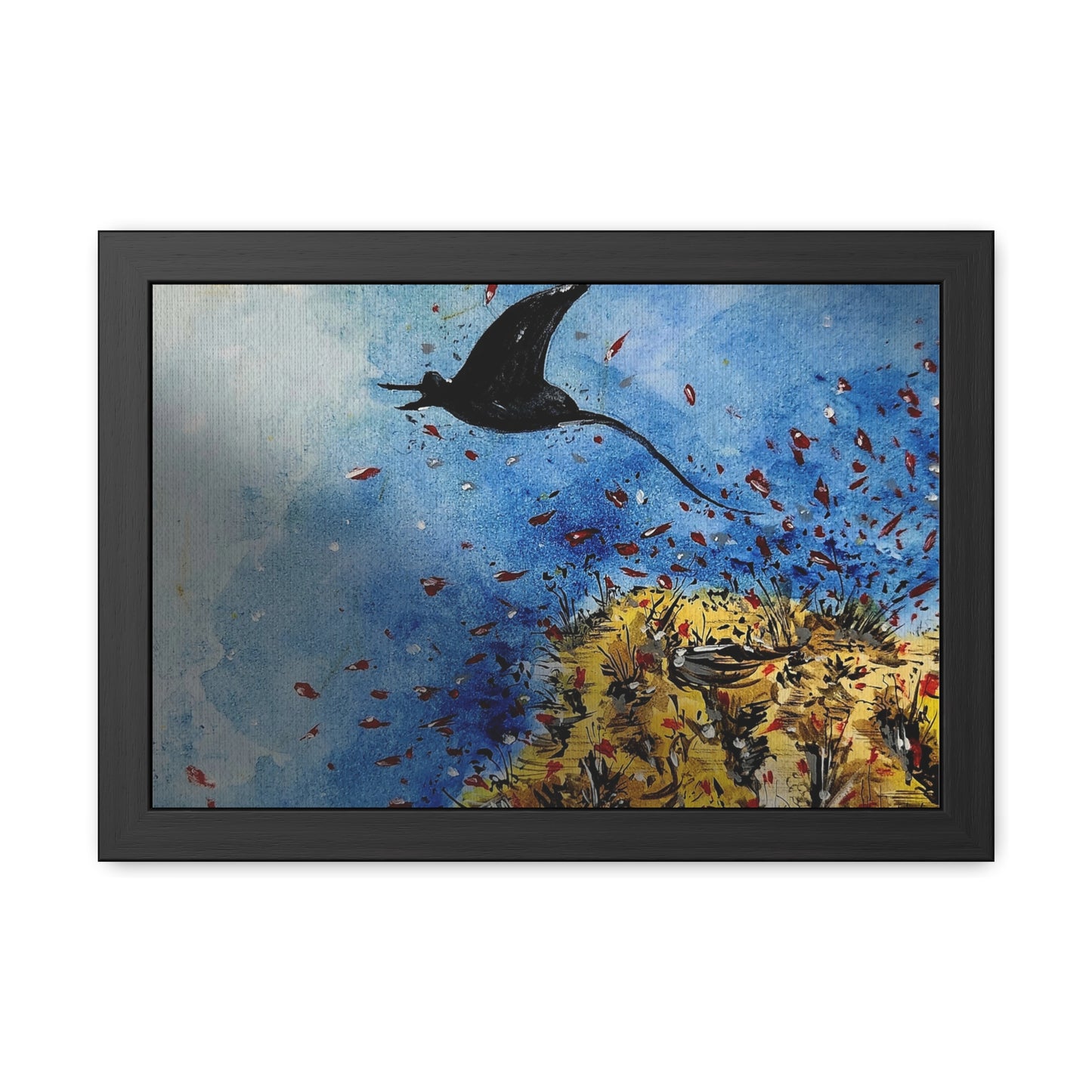 Stingray Underwater Watercolor Framed Poster