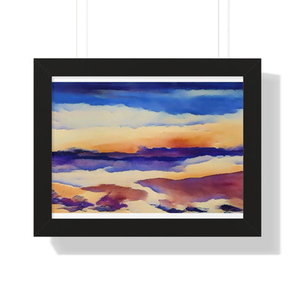 Scintillating Watercolor Sunset Sky Beach Vibes Wall Art | Living room, Bedroom, Interiors - Framed Poster