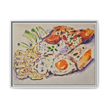 Beautiful food painting  of mixed platter of eggs vegetables and assortments - Matte Canvas, Framed (Multi-color)