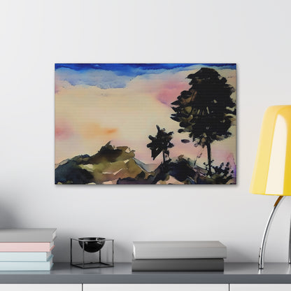 Mountain Scene Watercolor Painted Gallery Wrap - Canvas Art Print