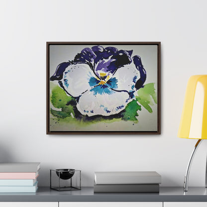 Purple white pansy watercolor stunning print - Gallery Canvas Wraps, Horizontal Frame