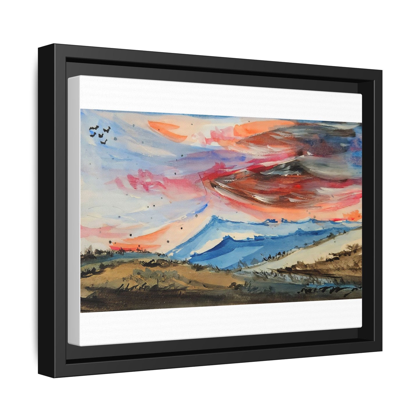 Epic Sky Mountain Scene Watercolor Painting  | Wall art print- Canvas Print