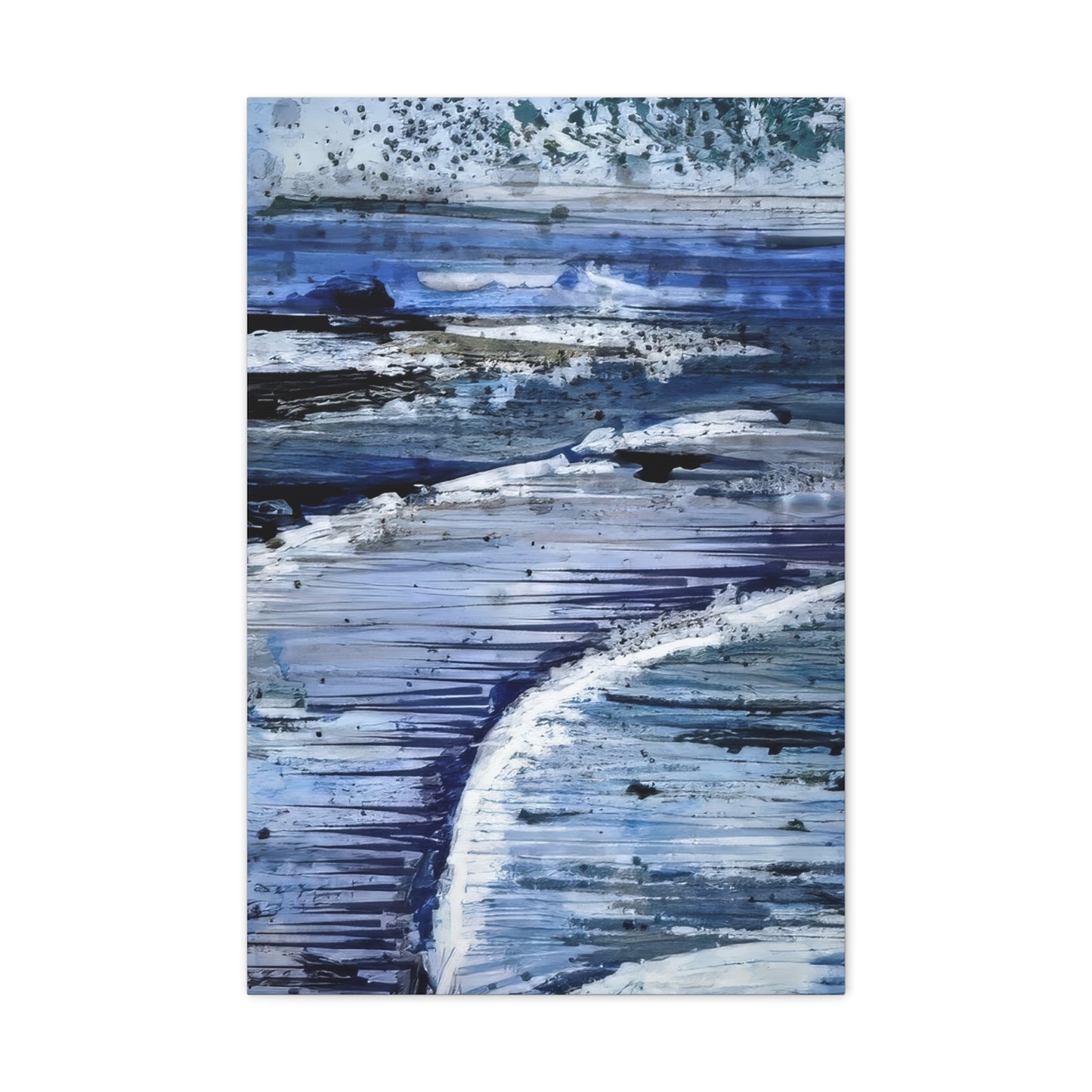 Serene Sea Waves Acrylic Painting Print - Canvas Gallery Wraps