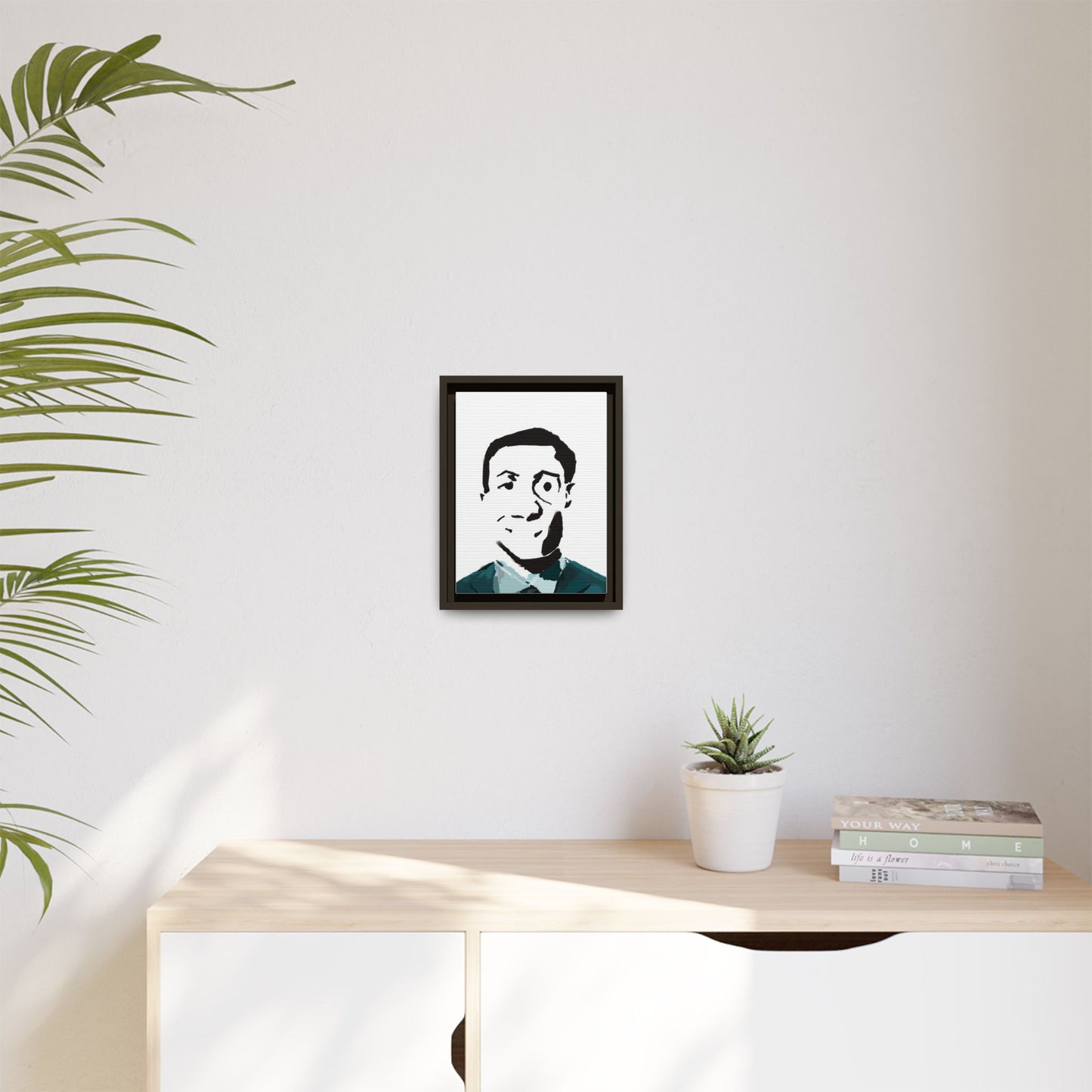 Smiling Man Illustration Home Decor - Framed Canvas Print