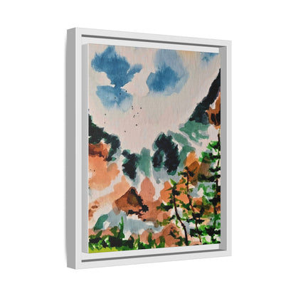 Serene Mountain Range Watercolor - Matte Canvas, Framed (Multi-color)