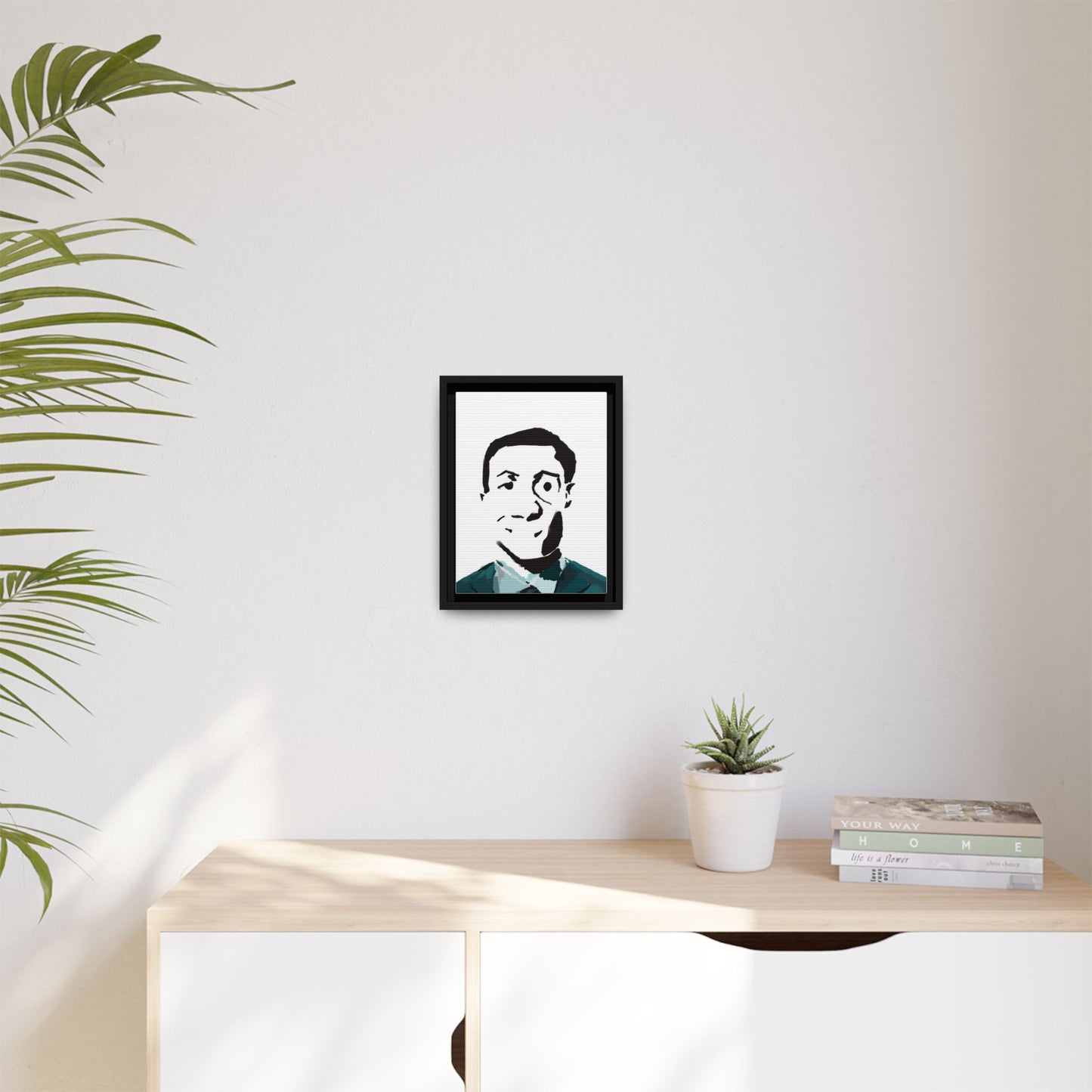 Smiling Man Illustration Home Decor - Framed Canvas Print