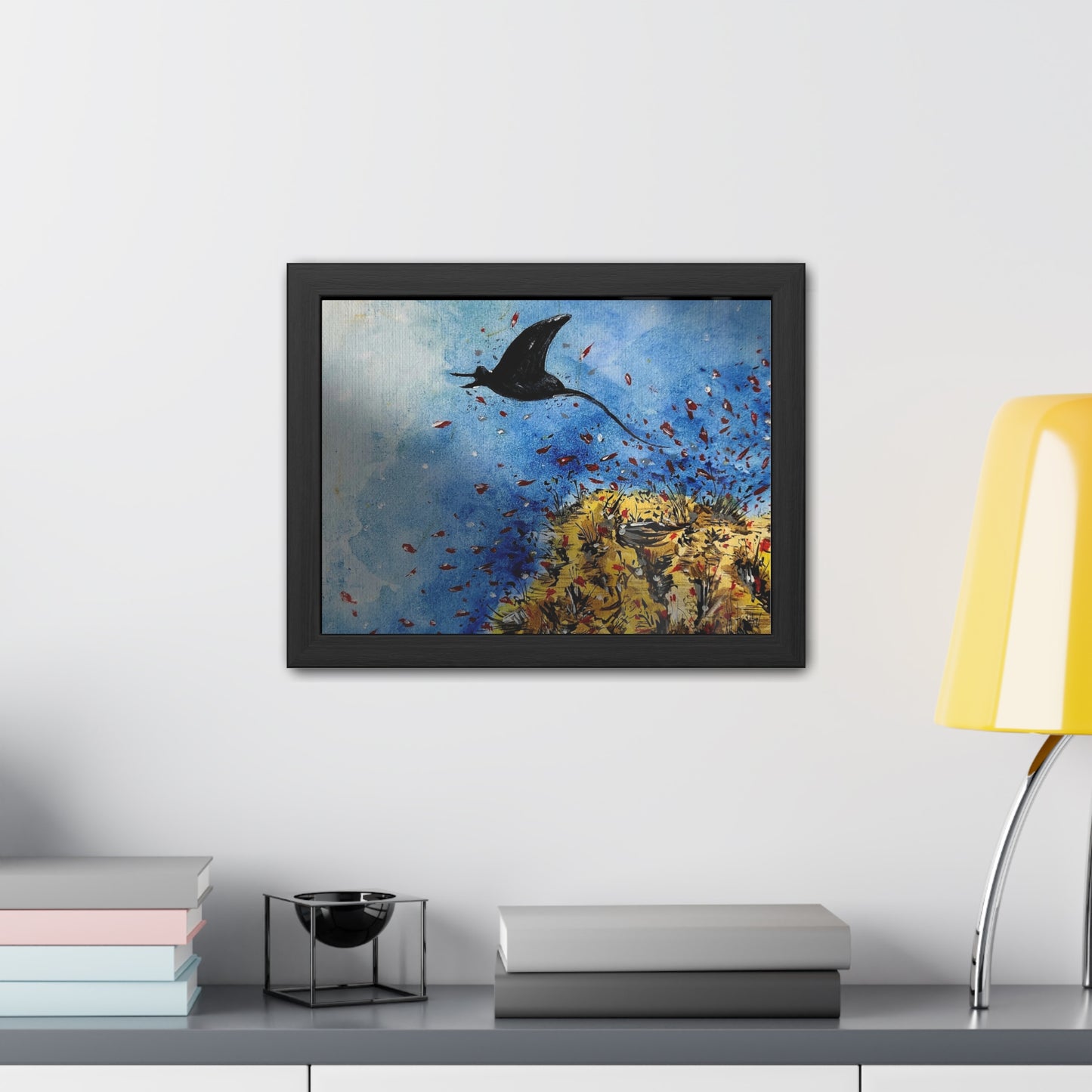 Stingray Underwater Watercolor Framed Poster