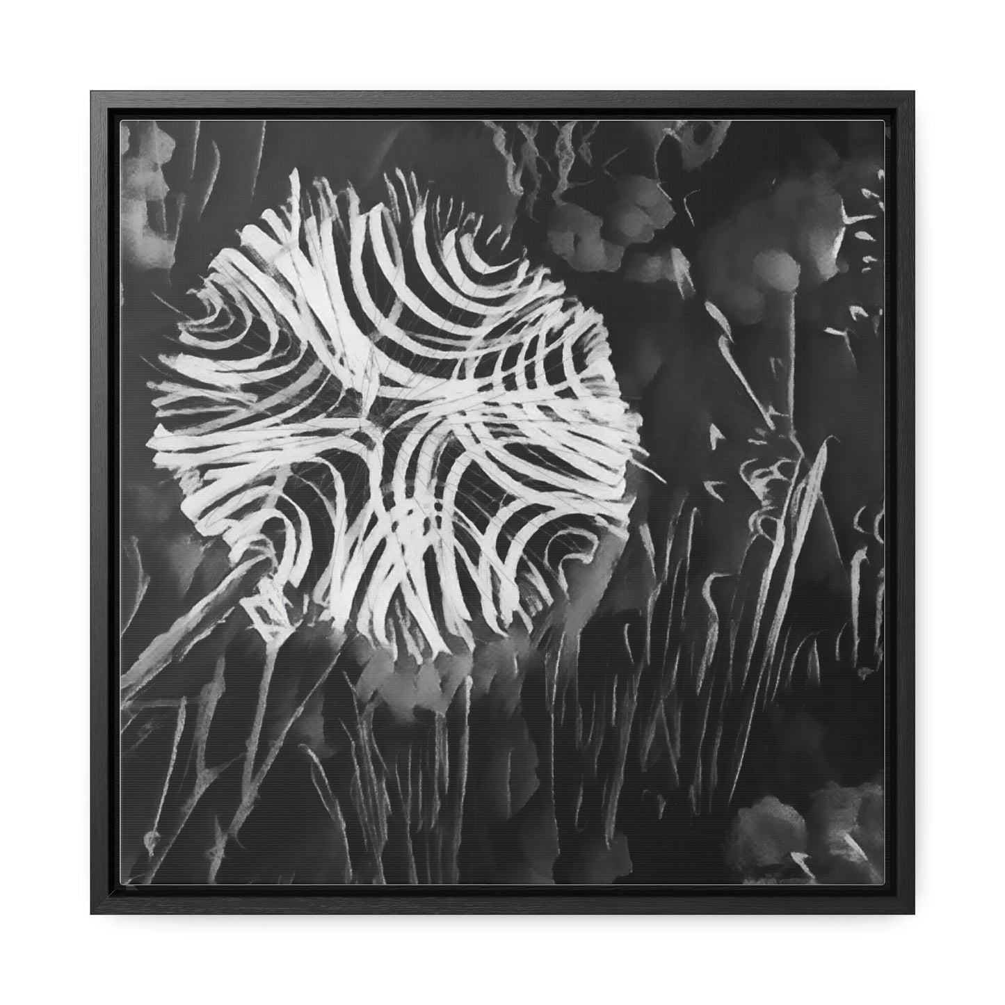 Dandelion beautifully crafted at night, illustration for a wall art - Gallery Canvas Wraps, Square Frame