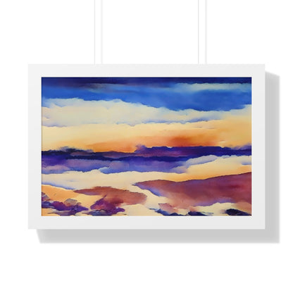 Scintillating Watercolor Sunset Sky Beach Vibes Wall Art | Living room, Bedroom, Interiors - Framed Poster