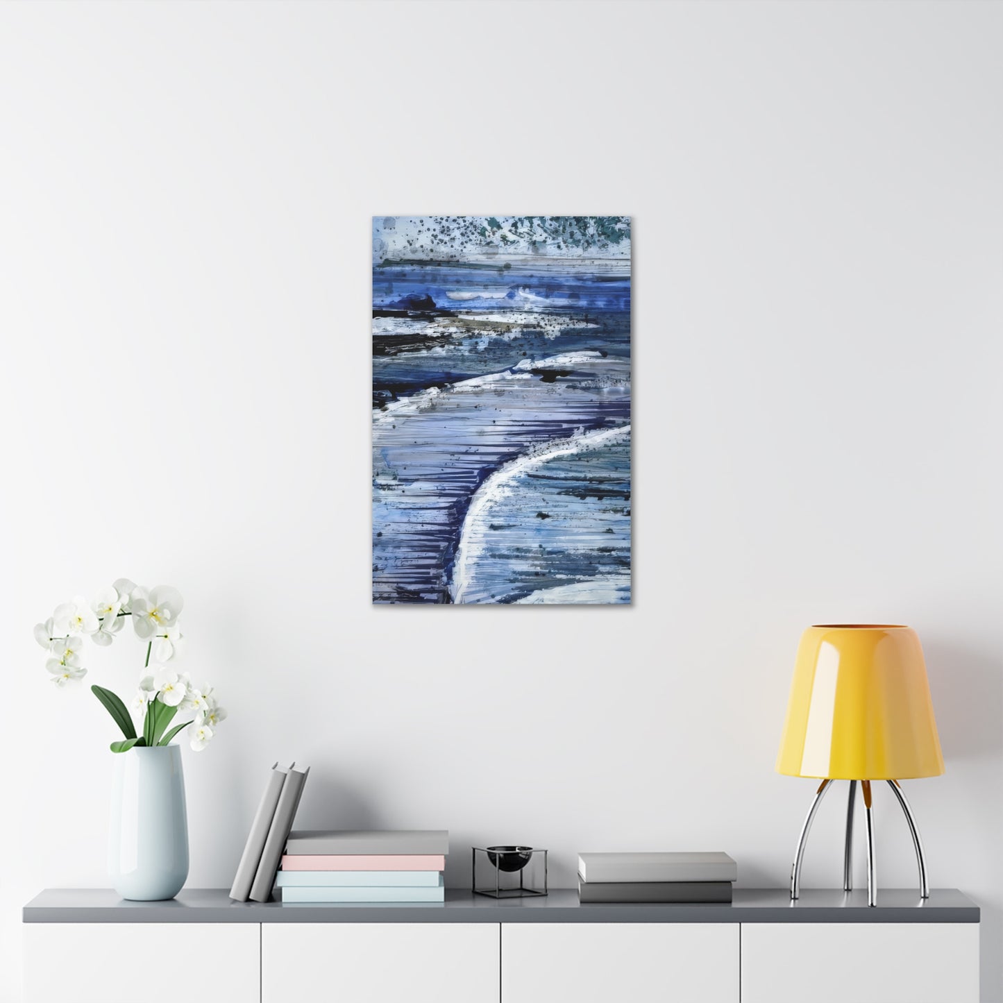 Serene Sea Waves Acrylic Painting Print - Canvas Gallery Wraps