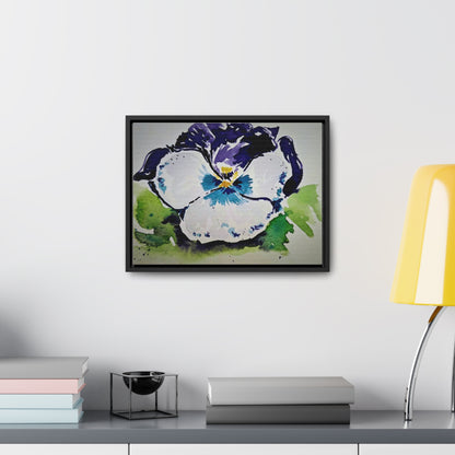 Purple white pansy watercolor stunning print - Gallery Canvas Wraps, Horizontal Frame