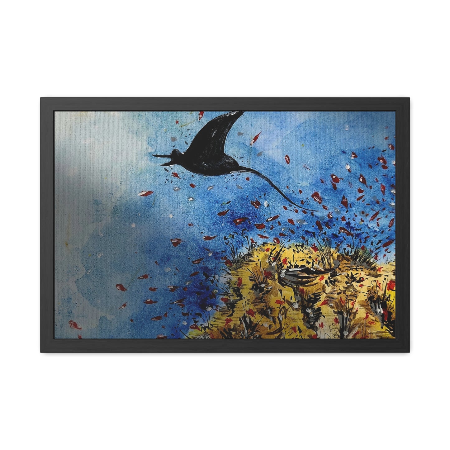 Stingray Underwater Watercolor Framed Poster