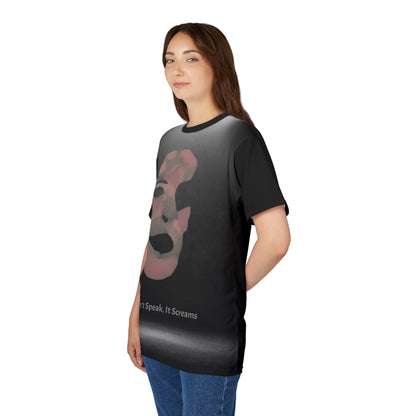 Face Design Tee - Black Beige Pink Unisex Cut & Sew Tee with Art Print