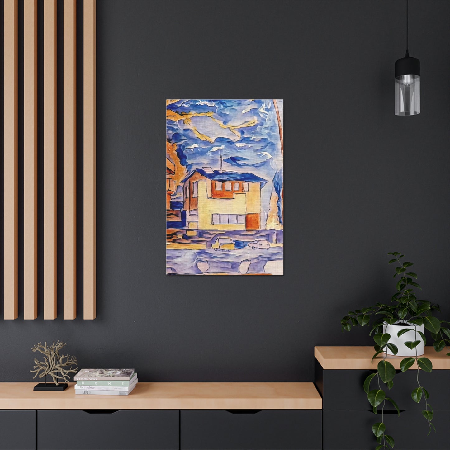 Evening Sky City Street Scene Acrylic Print Canvas Wall Art