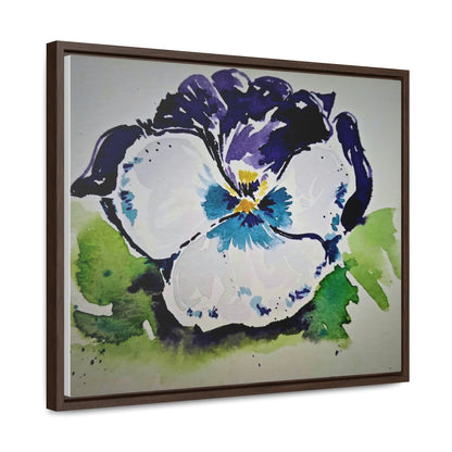 Purple white pansy watercolor stunning print - Gallery Canvas Wraps, Horizontal Frame