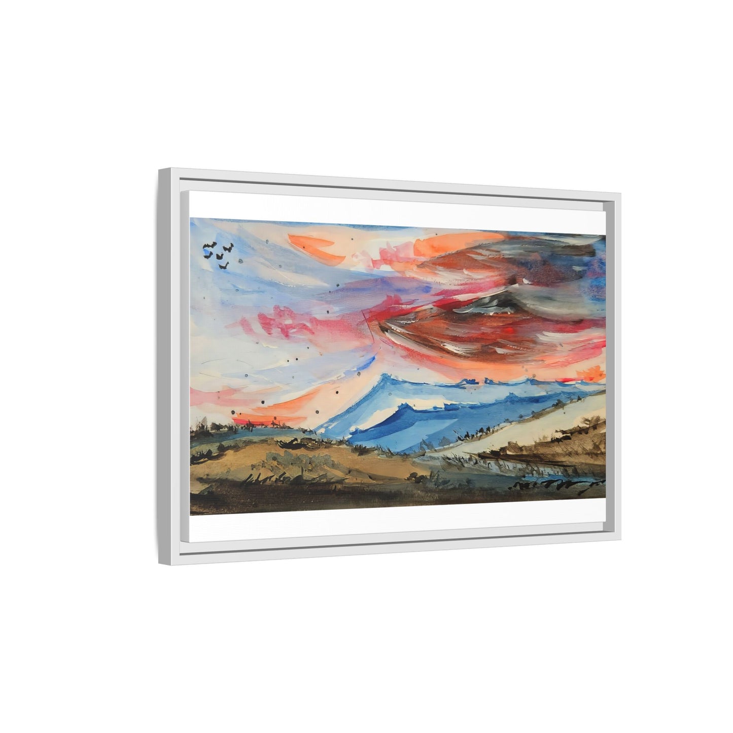 Epic Sky Mountain Scene Watercolor Painting  | Wall art print- Canvas Print