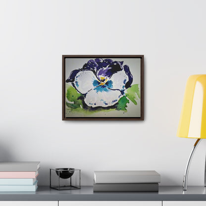 Purple white pansy watercolor stunning print - Gallery Canvas Wraps, Horizontal Frame