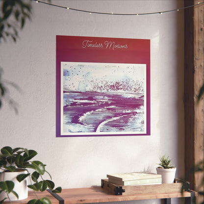 Poster of seascape waves acrylic painting